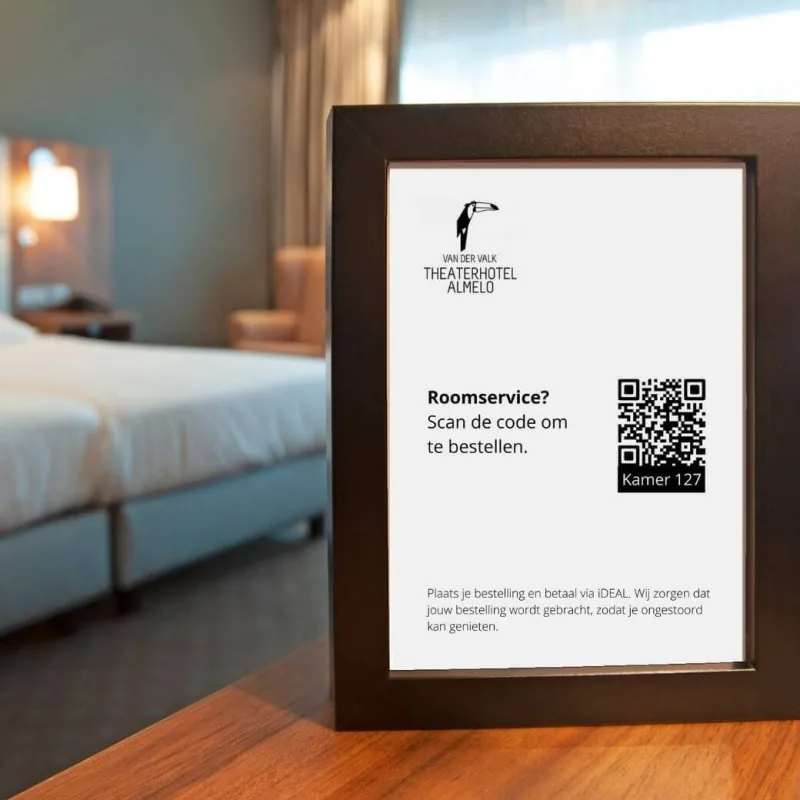 Roomservice bestellen vanaf een hotelkamer via QR‑code, eenvoudig eten en drinken bestellen met DISH